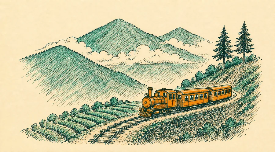 Hand-drawn illustration of Darjeeling