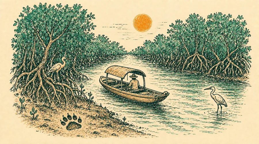 Hand-drawn illustration of Sundarbans