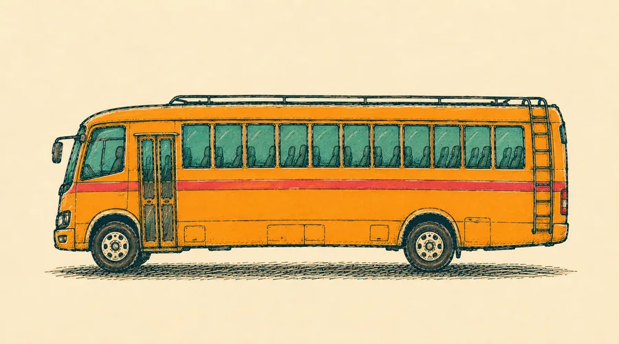 Hand-drawn side view of a mini bus