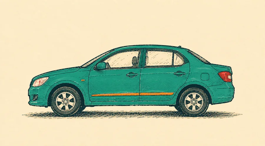 Hand-drawn side view of a sedan