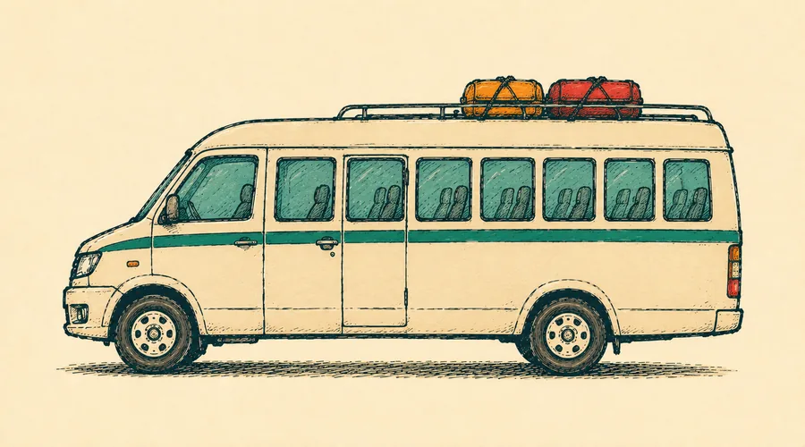 Hand-drawn side view of a tempo traveller