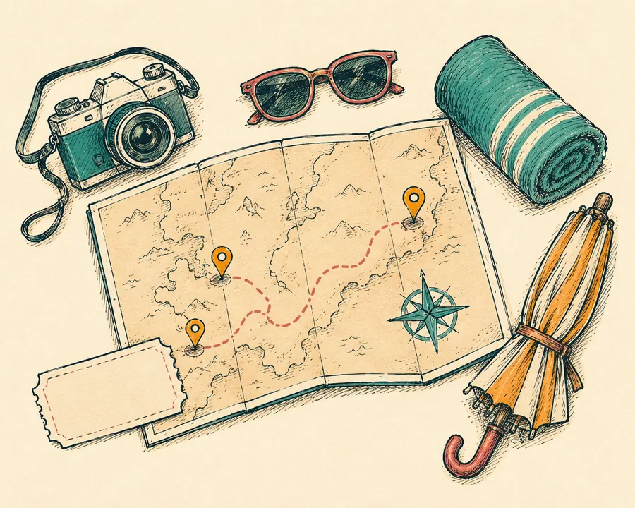 Hand-drawn illustration for tour packages